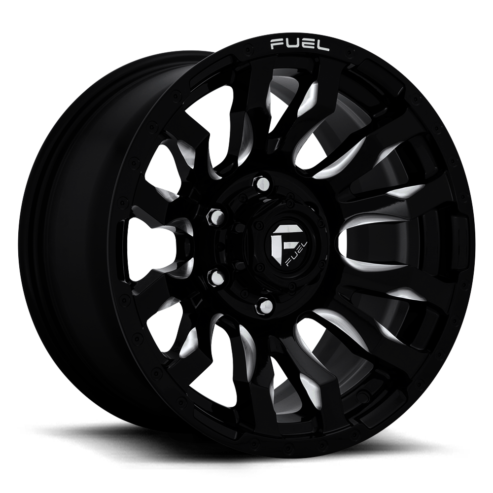 4 NEW MATTE BLACK MILLED FUEL WHEELS BLITZ D673 17X9 8180 (105325